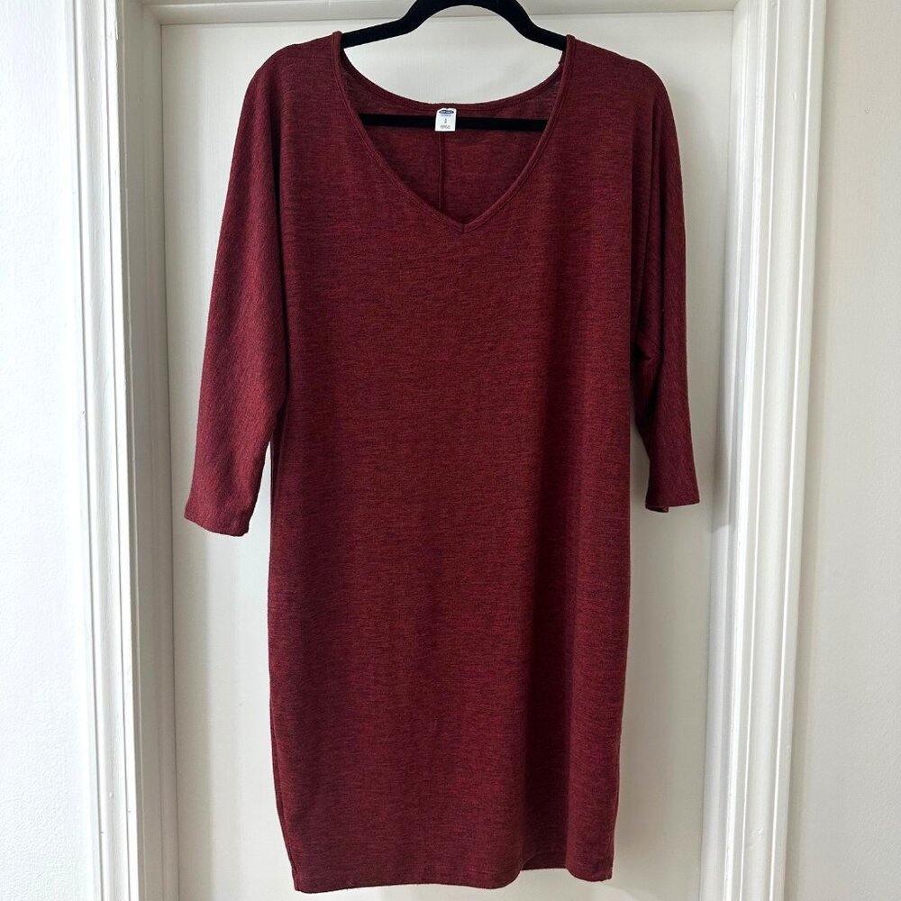 Old Navy Burgundy Oversized Long-sleeved Dress, Size Small